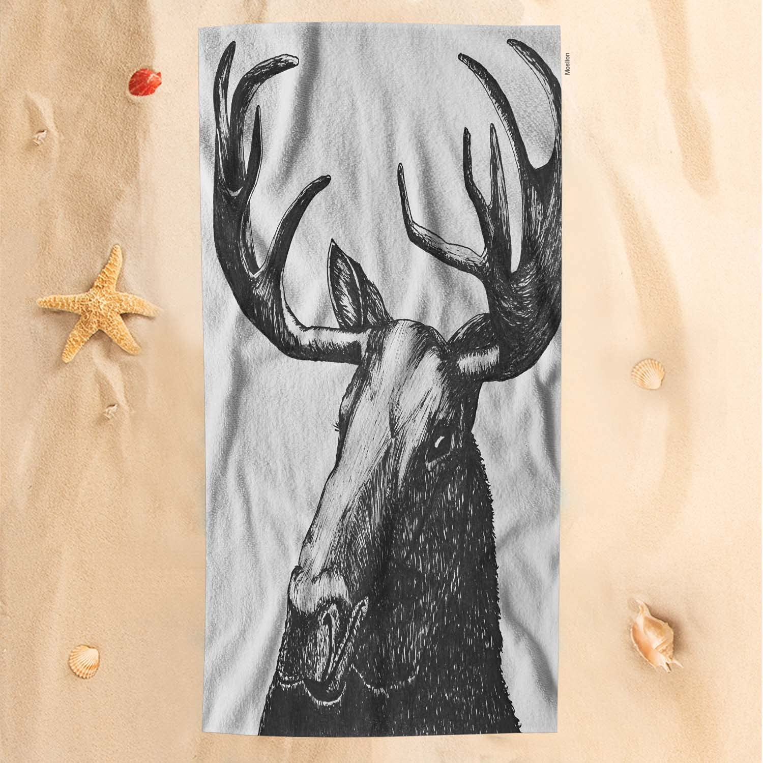 Xsinufn Moose Bath Towels Wildlife Bath Hand Towel Sketch Animal