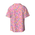 thumbnail image 2 of Vsdgher Pink Donut Print Men's Wrinkle Free Untucked Cuban Shirt Business Casual Button Down Shirts Short Sleeve Shirt, 2 of 7