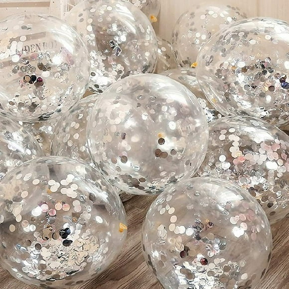 KIRIKOU 24 piezas juego de bolas de papel multicolor Globo de fiesta de látex de 12 pulgadas para decoración de fiesta, bodas, compromisos, novias, cumpleaños y ducha (plata)