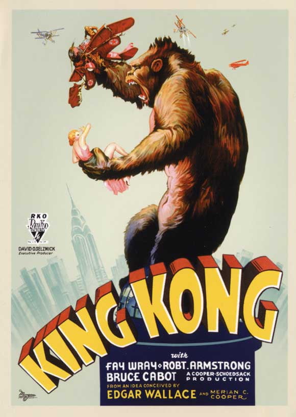 King Kong 1933 FULL SIZE 24" x 32" Movie Poster Horror Scary Godzilla Bar Mancav