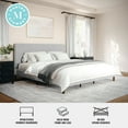 thumbnail image 3 of Martha Stewart Britta King Upholstered Platform Bed with Rounded Headboard, Piped Detailing and Cushioned Siderails, Wood Slat Bottom, No Box Spring Needed, Gray, 3 of 11