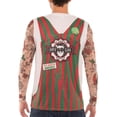 thumbnail image 2 of Faux Real Shirt F137746-M Mens Xmas Stripe Overalls & Tattoos Printed Long Sleeve T-Shirt, Green - Medium, 2 of 2