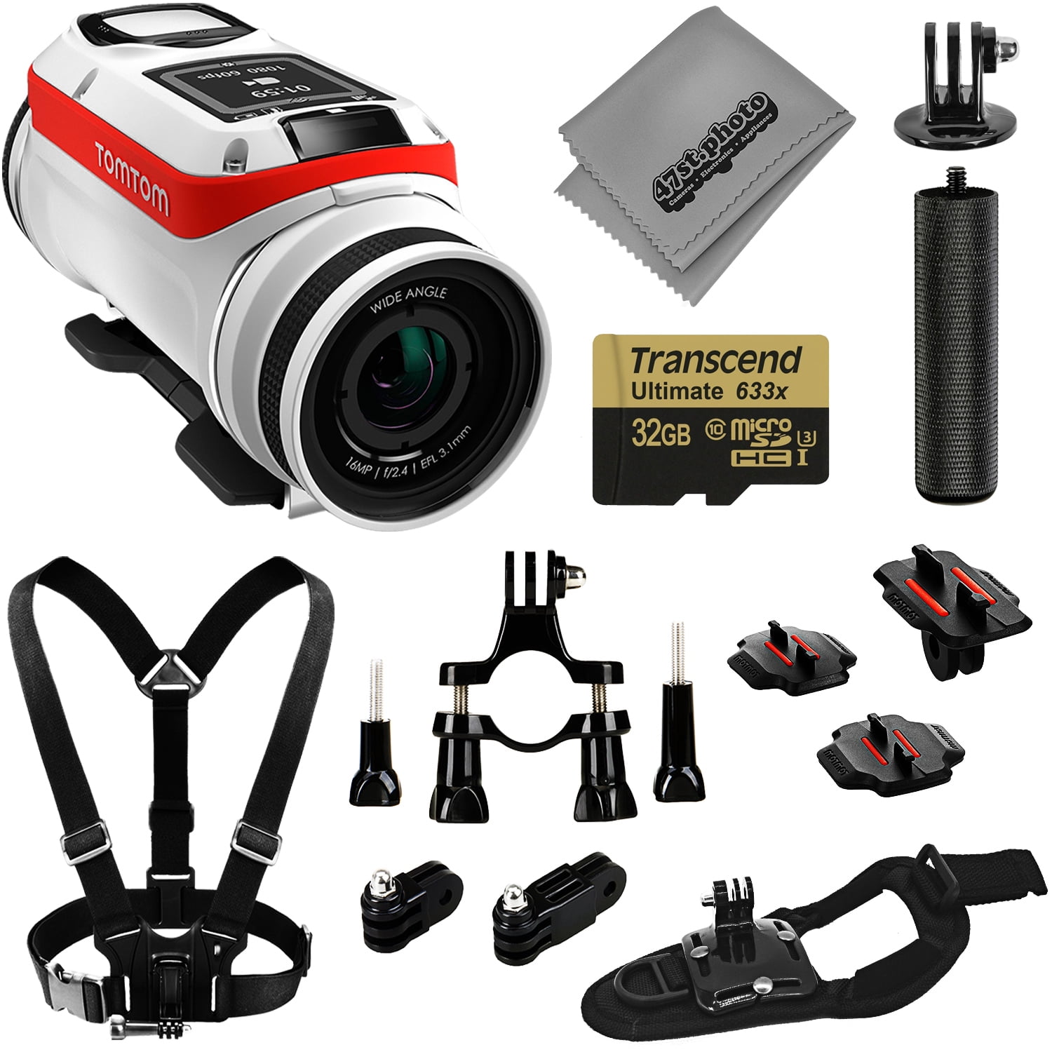 Tomtom Bandit 4k Gps 32gb Action Camera Basic Accessory Kit Chest And