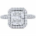 thumbnail image 2 of HeartsAndYou 2.23ct Radiant Cut Moissanite Engagement Ring for Women Halo Solitaire 18k White Gold over Silver, 2 of 7