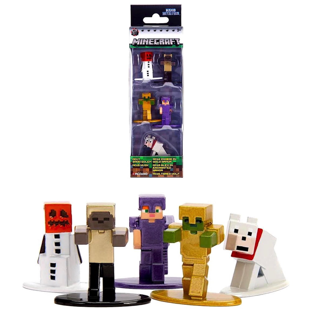 Jada Nano Metalfigs 5 pack Minecraft Pack A Snow Golem Tamed Wolf NEW Mojang