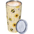 thumbnail image 3 of Plaid Pattern Bee Sunflower 20oz Stainless Steel Cups, Insulated Stainless Steel Travel Coffee Mug Tumbler With Lid And Straw Durable Coffee Cup Water Bottle For Hot & Cold Drinks, 3 of 6