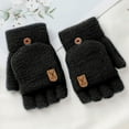 thumbnail image 2 of Skpblutn Glove Fingerless Thermal Insulation Convertible Mittens Flap Cover For Men Winter Knitted Warm Gloves Black One Size, 2 of 6