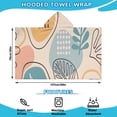 thumbnail image 2 of Orange Boho Abstract and Plant Pattern Hooded Bath Towel，50"x30" for Ages 3 To 12 Kids, Quick Dry Lightweight Soft Microfiber Hood Beach Towel Cover Up for Kids, 2 of 7