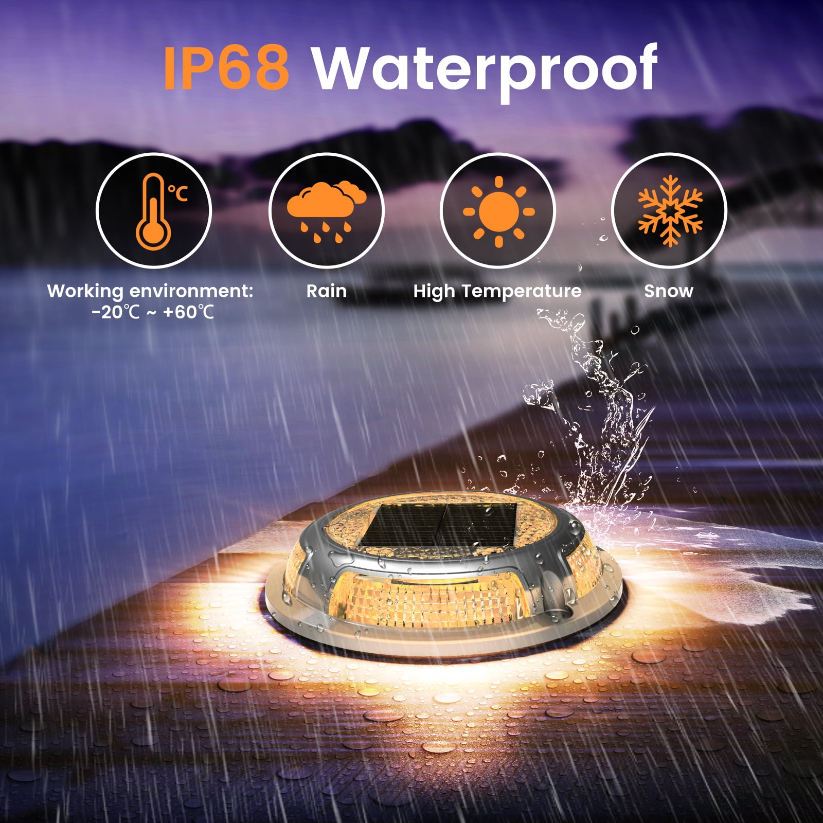 Aship 4 Pack Solar Deck Lights, 2 Colors in 1 Warm+Cool White Solar Lights Outdoor, IP68 Waterproof Dock Lights Step Lights, Aluminum Solar Lights for Garden Driveway Stair Path Walkway