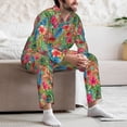 thumbnail image 7 of Lsque Peacock Feathers And Flowers Pattern Long Sleeve Pajama Set for Men - Soft 2-Piece Sleepwear and Loungewear Set with Pockets, Comfy Nightwear-Small, 7 of 7