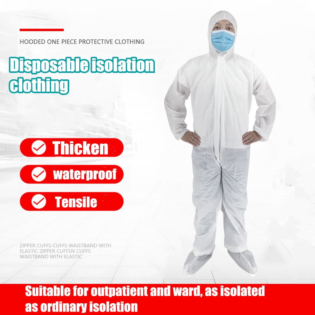 White Coverall Chemical Hazmat Isolation Suit Disposable Protective Clothing New