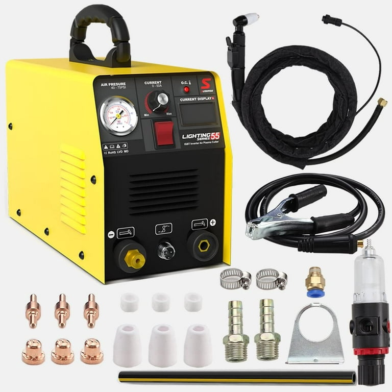 Plasma Cutter 55A Plasma Cutting Machine DC Inverter Plasma Cutting  Equipment Dual Voltage 110V 220V with IGBT Technology Electric Digital  Display,