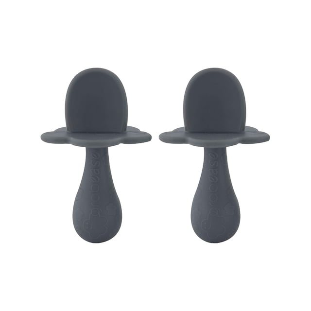 .Grabease Juego de 2 Cucharas para alimentación , 3+ Meses, Ergonómicas, Libre de BPA, Silicon, Gris