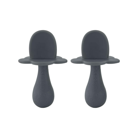 .Grabease Juego de 2 Cucharas para alimentación , 3+ Meses, Ergonómicas, Libre de BPA, Silicon, Gris