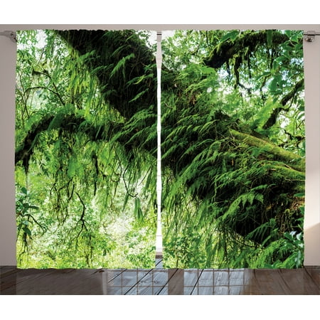 Rainforest Decorations Curtains 2 Panels Set Idyllic Atmosphere In Tropical Jungle On Springtime Natural Relaxation Theme Living Room Bedroom