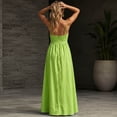 thumbnail image 5 of ClodeEU Women's V Neck Spaghetti Strap Backless Sleeveless Dress with Pockets ,Solid Color Casual Summer Maxi Dress Green,Women's Plus L, 5 of 7