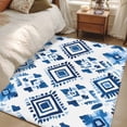 thumbnail image 5 of 2.7x5 Washable Area Rug, Bohemia Non-Slip Rectangle Rug for Bedroom Bedside, Blue Argyle Ethnic Style Retro Abstract Pattern Indoor Floor Mat for Home Decor, 5 of 9