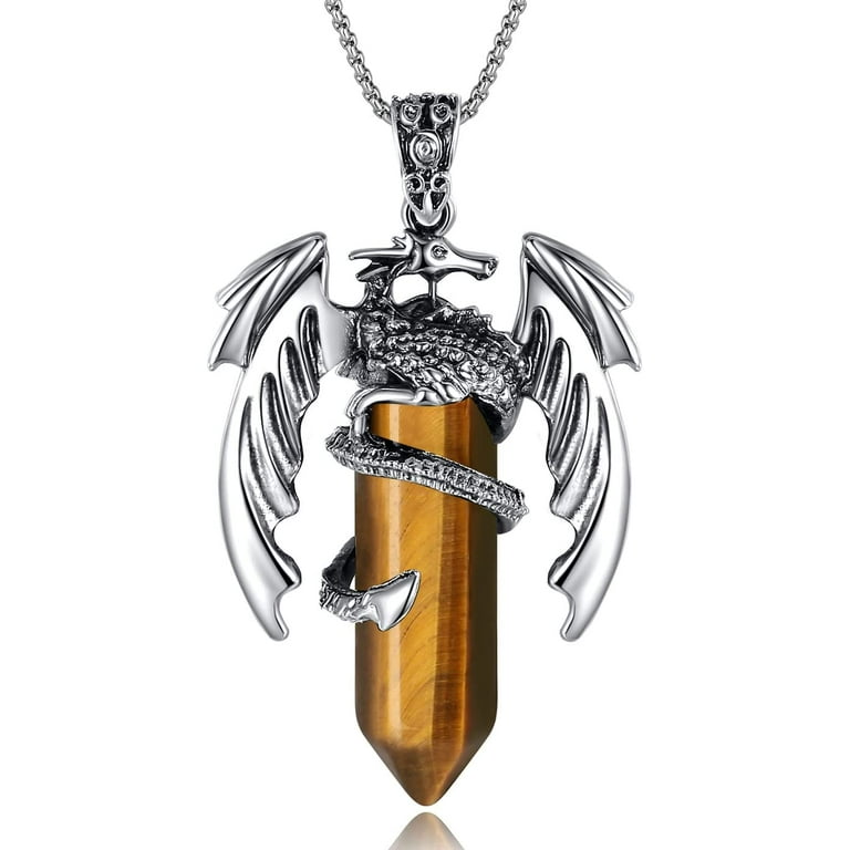 Vintage Amethyst Crystal Healing Stone Necklace for Men Women