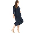 thumbnail image 4 of Vestido Midi Con Volantes Cuello  V De Cóctel TalGrande PaMujer Azul 3XL, 4 of 6