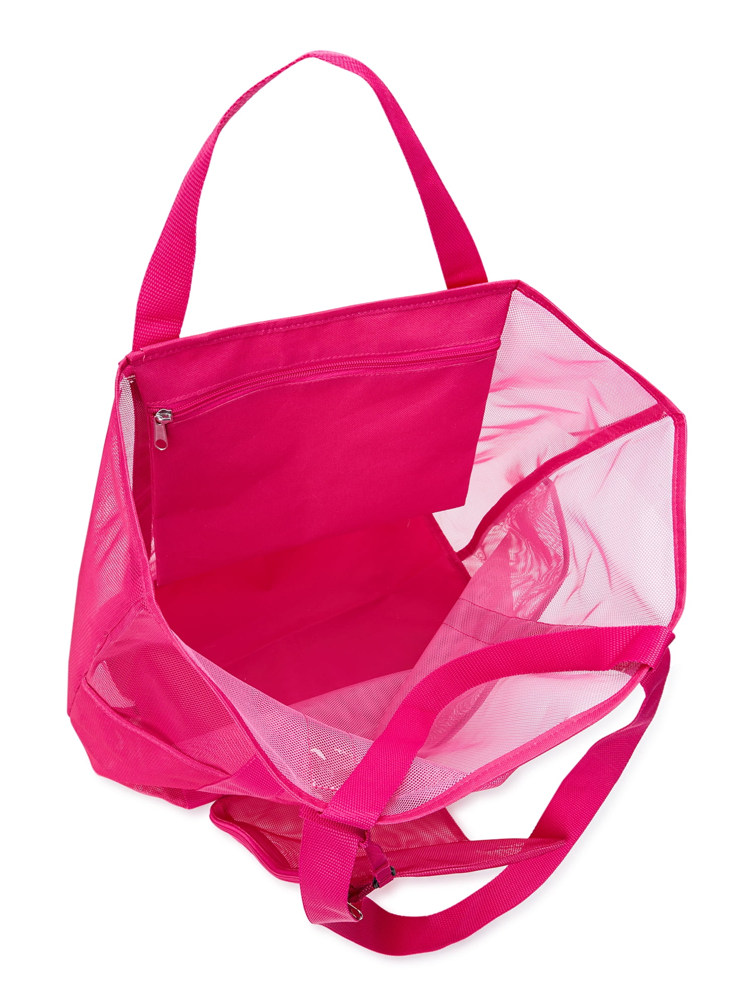 Time and Tru Women's Mesh Beach Tote Handbag, Fuchsia