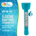 thumbnail image 2 of U.S. Pool Supply Floating Buoy Pool Thermometer with Jumbo Easy-To-Read Temperature Display, Teal Blue, Tether String - Measures Water Up to 110° F & 40° C - Swimming Pools, Spas, Hot Tubs, Ponds, 2 of 5