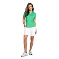 thumbnail image 3 of IBKUL Women's Short Sleeve Zip Mock Neck Shirt, Color: Green, Size: 2XL, 3 of 4