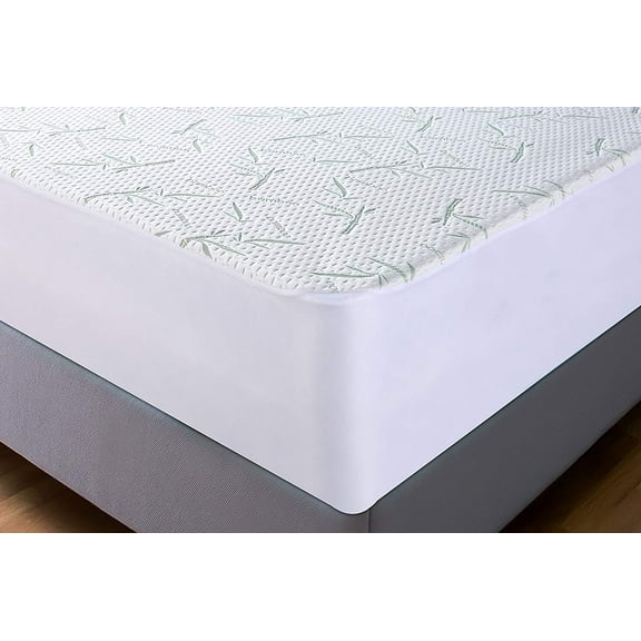 Waterproof Bamboo Mattress Protector - Hypoallergenic Fitted Mattress Cover - Breathable Cool Flow Technology - Vinyl Free