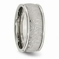 thumbnail image 3 of Mens Stainless Steel 9mm Textured Wedding Band Ring with Rounded Ridge, 3 of 4