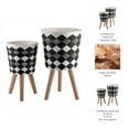 thumbnail image 6 of Set of 2 Geometric Planters on Stands - Resin & Wood Mid-Century Modern Plant Pots for Indoor/Outdoor Home & Garden Decor - 12" & 10", Black & White G, 6 of 13