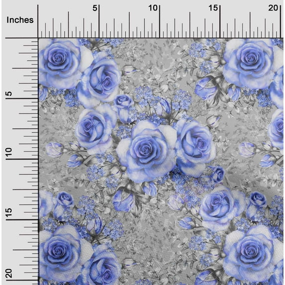 oneOone Viscose Jersey Medium Purple Fabric Leaves & Rose Floral Fabric For Sewing Printed Craft Fabric By The Yard 60 Inch Wide