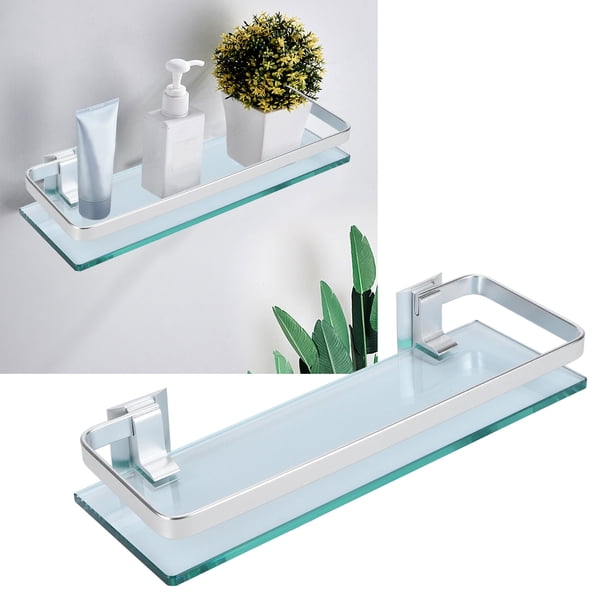 YOUTHINK Toilet Glass Shelf,Space Aluminum Shelf Tempered Thickened