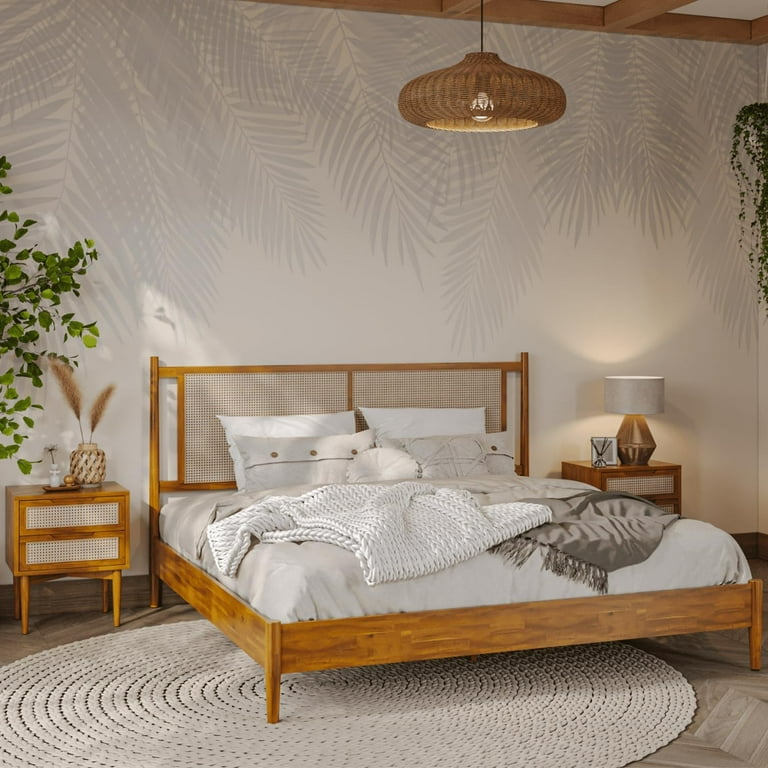Bohemian wood bed frame deals