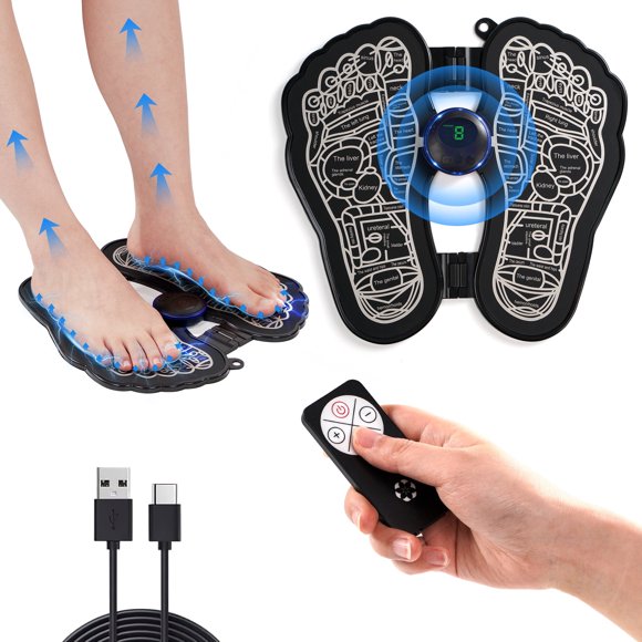IKeener Coussin Masseur de Pieds avec Contrôle de la Romote, Tapis de Massage Électrique Rechargeable par USB avec 8 Modes 19 Intensités pour Promouvoir la Circulation Sanguine
