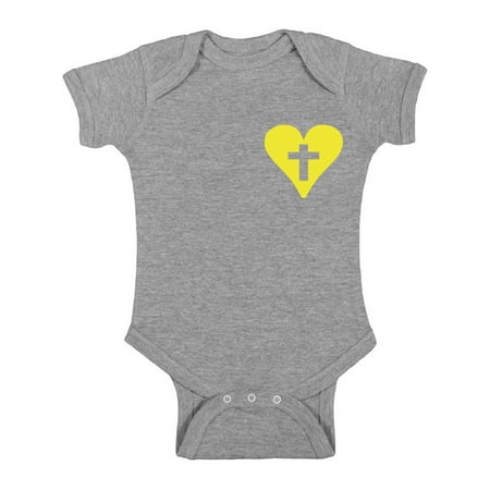 

Awkward Styles Yellow Heart Cross Baby Bodysuit Short Sleeve Tops for Newborn Baby Christian Clothes for Baby Boys Christian Bodysuits for Baby Girls Jesus Clothing for Baby Kids Cross One Piece