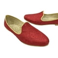 thumbnail image 3 of Punjabi Juti For Men Red Wedding Sherwani Shoes Traditional Bridal Handmade Mojari Ethnic Flats Juti, 3 of 5