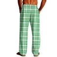 thumbnail image 6 of Tnhcen Men's Blue Plaid Pajama Pants, Elastic Waist Drawstring Lounge Pants, Two Pocket Straight Leg Sleepwear, Soft Polyester Spandex Home Wear S-3XL, 6 of 9