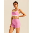 thumbnail image 6 of IBTOM CASTLE Double Layer Workout Sets for Women 2 Piece Sports Bra High Waist Biker Shorts with Pocket Yoga Pialtes Outfits Pink, 6 of 7