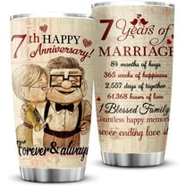 7 Year Anniversary Vintage Gifts, 7th Anniversary Wedding Gifts for Her or Him, Copper Anniversary Tumbler Gifts for Couple 20oz Stainless Steel Insulated Cup Present(1 PC)