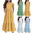 thumbnail image 1 of Tranfacy Robes d'Été pour Ados, Robes d'Été pour Filles, Robe d'Été pour Filles de 6 à 12 Ans à Manches Courtes, Col Rond, Décontractée, à Pois, Robe Longue Ample et Confortable, 1 of 5