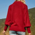 thumbnail image 3 of Gibobby Suéter de invierno para mujer, Suéter de manga larga con cuello redondo para mujer, de punto grueso, cálido, de gran tamaño(Rojo,XG), 3 of 5