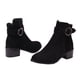 thumbnail image 2 of NECHOLOGY Botas Mujer Adulto Femenino Zapatos Botines para mujer Botas de mujer de moda Cremallera lateral de gamuza sólida Hebilla decorativa Tacón Botas de tacón grueso (Black, 6.5), 2 of 5