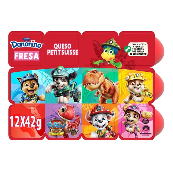 Queso petit suisse Danonino sabor fresa 12 pzas de 42 g c/u