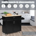 thumbnail image 4 of Costway Carro de Cocina con Ruedas de Goma Armario Grande y Repisa Regulable en 3 Posiciones Negro 116 x 40 x 85 cm, 4 of 10