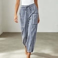 thumbnail image 6 of VBVC Women's Y2K Gingham Drawstring Jogger Pants , Casual Plaid Lounge Pants For Women , Ladies' Button Hem Trousers with Pockets, Navy , S-2XL, 6 of 7