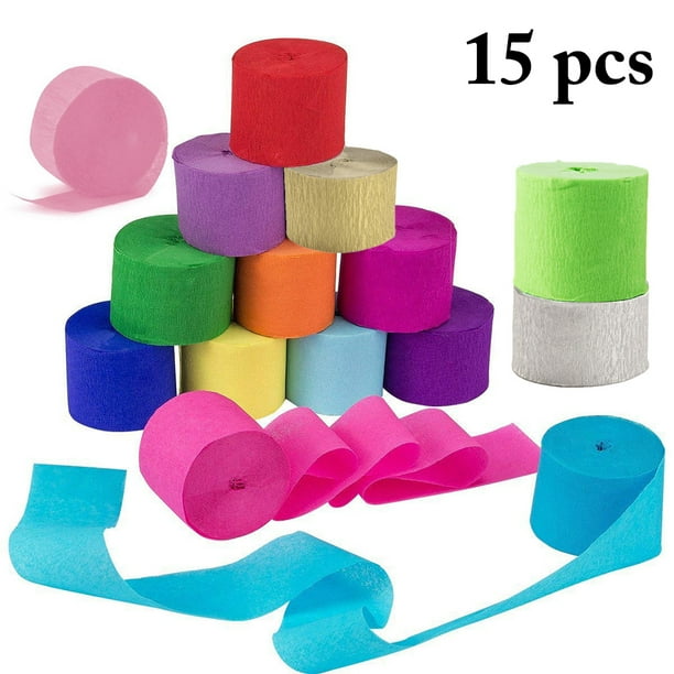 15 Rolls Party Streamer Assorted Crepe Streamer Paper Streamer for