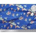 thumbnail image 3 of Soimoi Blue Cotton Voile Fabric Hot Air Balloon,Yacht & Cloud Cartoon Print Fabric by the Yard 42 Inch Wide, 3 of 3