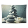 thumbnail image 5 of Nawypu Hanging Tapestry for Bedroom Living Room Dorm Zen Water Lily, White Flower and Butterfly Stone in Water Painting, 5 of 6