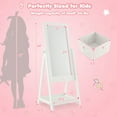 thumbnail image 3 of Yardi Yard Kids Full Length Wooden Standing Mirror with Bottom Shelf and Foldable Storage Bin-White, Kids Vanity for Girls Kids, 3 of 7