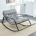 thumbnail image 2 of SUZUZI Large Padded Rocking Chair, Oversized Patio Metal Lounge Rocker with Cushion, 450lbs Comfy Glider Chairs with Footrest and Side Pocket, Grey, 2 of 10