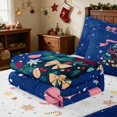 thumbnail image 5 of Manfei Green Zipper Full Size Comforter Sets with Fitted Sheet and 2 Pillowcases Xmas Tree Zipper Bedding Set, Green Gold, Xmas Reversible, 5 of 7